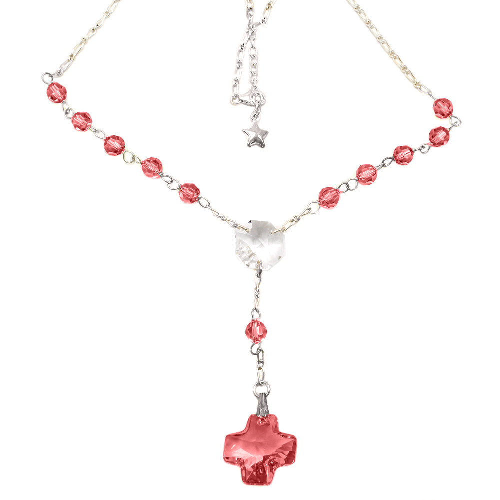 Rosary Necklace with Swarovski Crystal Beads