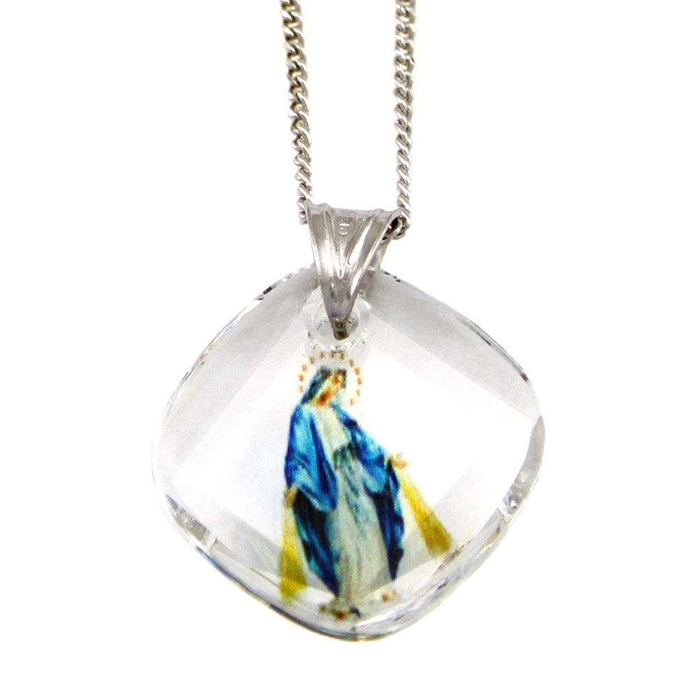 Lady of Grace Swarovski Crystal Catholic Pendant