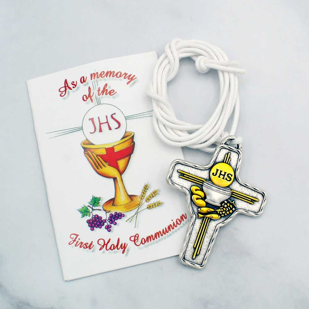 First Communion Metal Cross Pendant