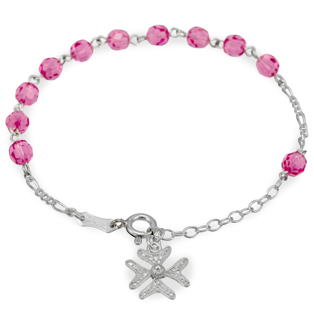 Silver Catholic Rosary Bracelet