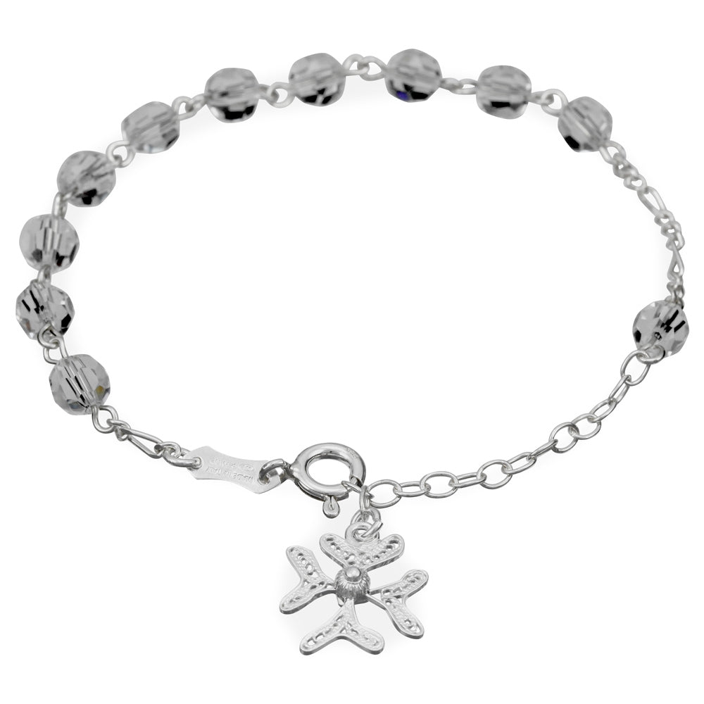 Silver Catholic Rosary Bracelet