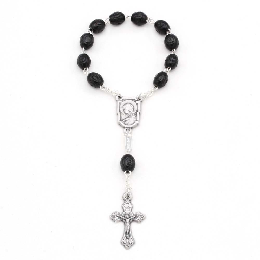 Decade Catholic Rosary Carved Wood Beads