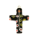 Cross Pendant with Black Murano Glass