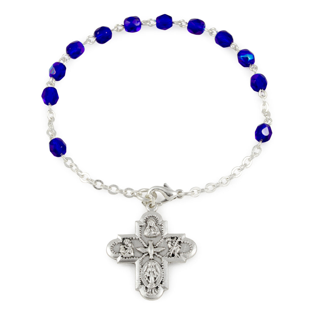 Rosary Bracelet Blue Crystal beads