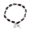 Rosary Bracelet Pink Pearl Hematite Beads