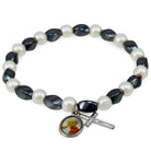 Saint John Paul II Rosary Bracelet Hematite Pearl Beads