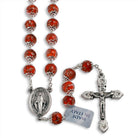 Orange Murano Beads Rosary Miracle Medal