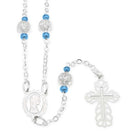 Silver Madonna Rosary Necklace