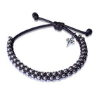 Adjustable Beaded Bracelet Black Waxed Cotton St. James Santiago Cross