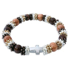 Wooden Bead Rosary Bracelet with Cross in-line