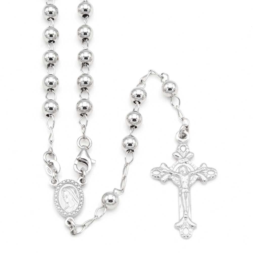 Sterling Silver Rosary Necklace