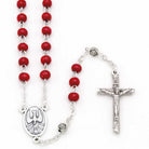Holy Spirit Red Wooden Bead Rosary