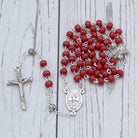 Holy Spirit Rosary Red Wooden Beads