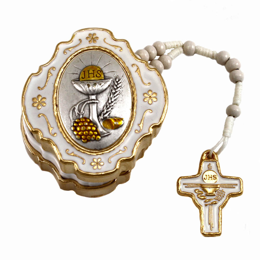 First Holy Communion Rosary and Box Gift Set for Boys and Girls