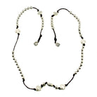 Polished Rosary Necklace w/  Silver Beads & Crosses