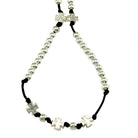 Rosary Necklace w/ Polished Silver Beads & Crosses