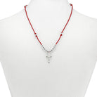 Rosary Necklace Metal Beads and Crucifix Red String