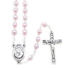Rosary Pearl Glass Pink Beads Mother and Child