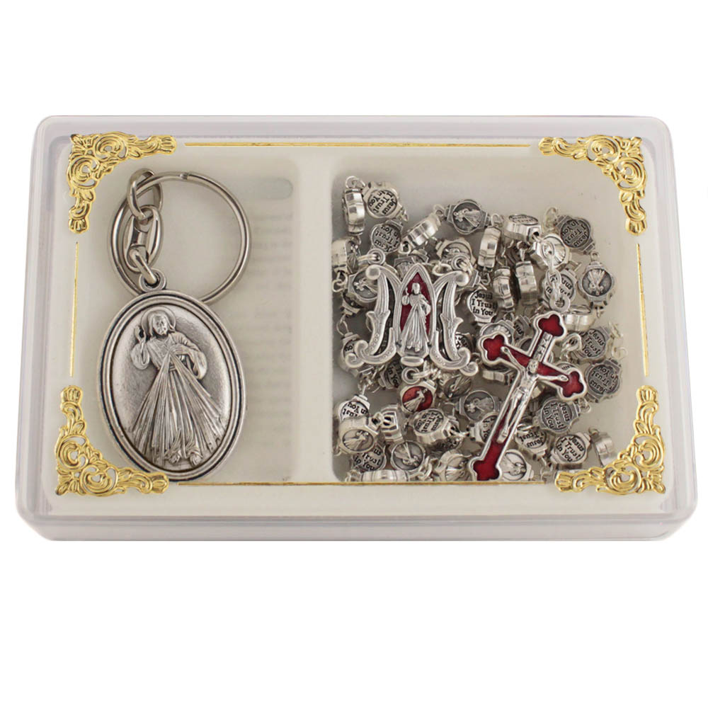 Divine Mercy Rosary Gift Set w/ Keychain