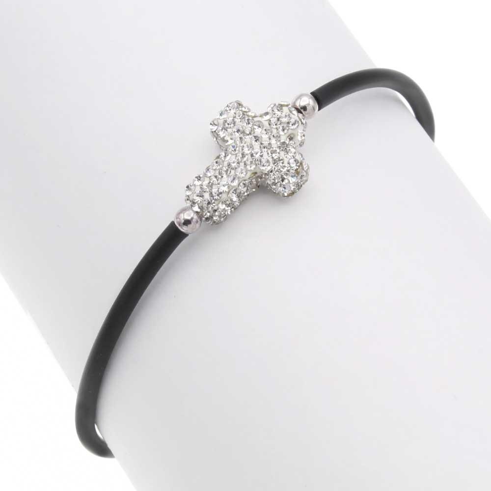 Sterling Silver Rhinestone Cross Bracelet