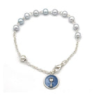 First Communion Blue Pearl Glass Beads Rosary Bracelet