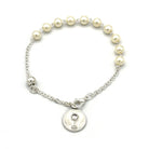 First Communion White Pearl Glass Beads Rosary Bracelet