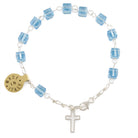 Sapphire Swarovski Square Crystal Beads Rosary Catholic Bracelet