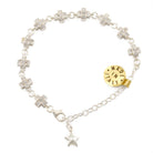 Sterling Silver Catholic Rosary Bracelet w/ Clear Crystals