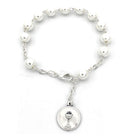 Rosary Bracelet First Communion Glass Pearl Beads