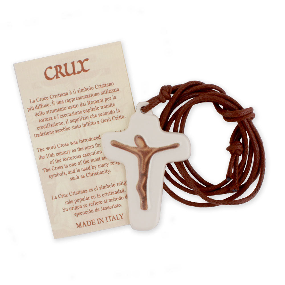 Painted Metal Modern Crucifix Necklace 