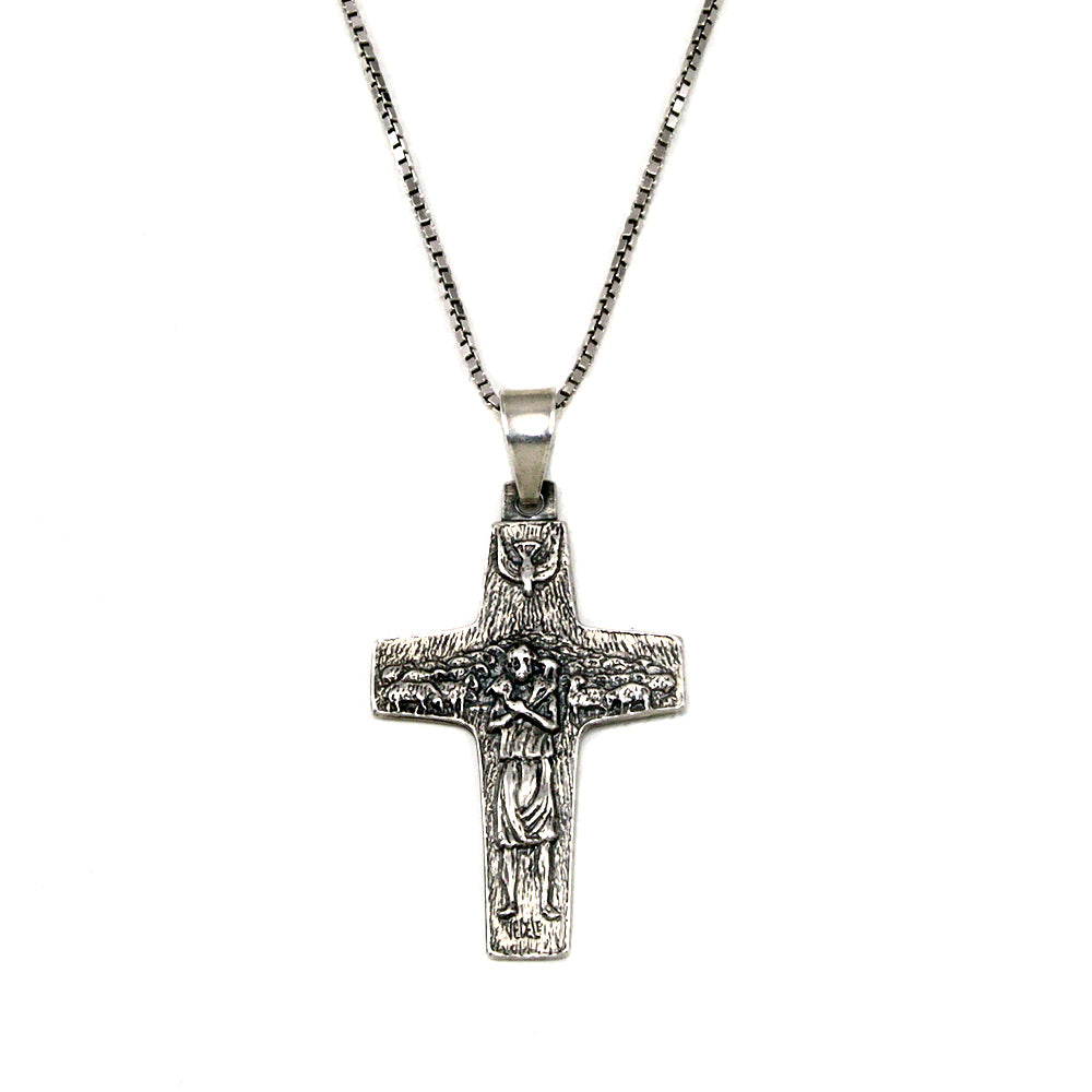 Pope Francis Sterling Silver Cross Pendent 1 inch