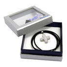 Crystal Encrusted Cross Caucho Necklace