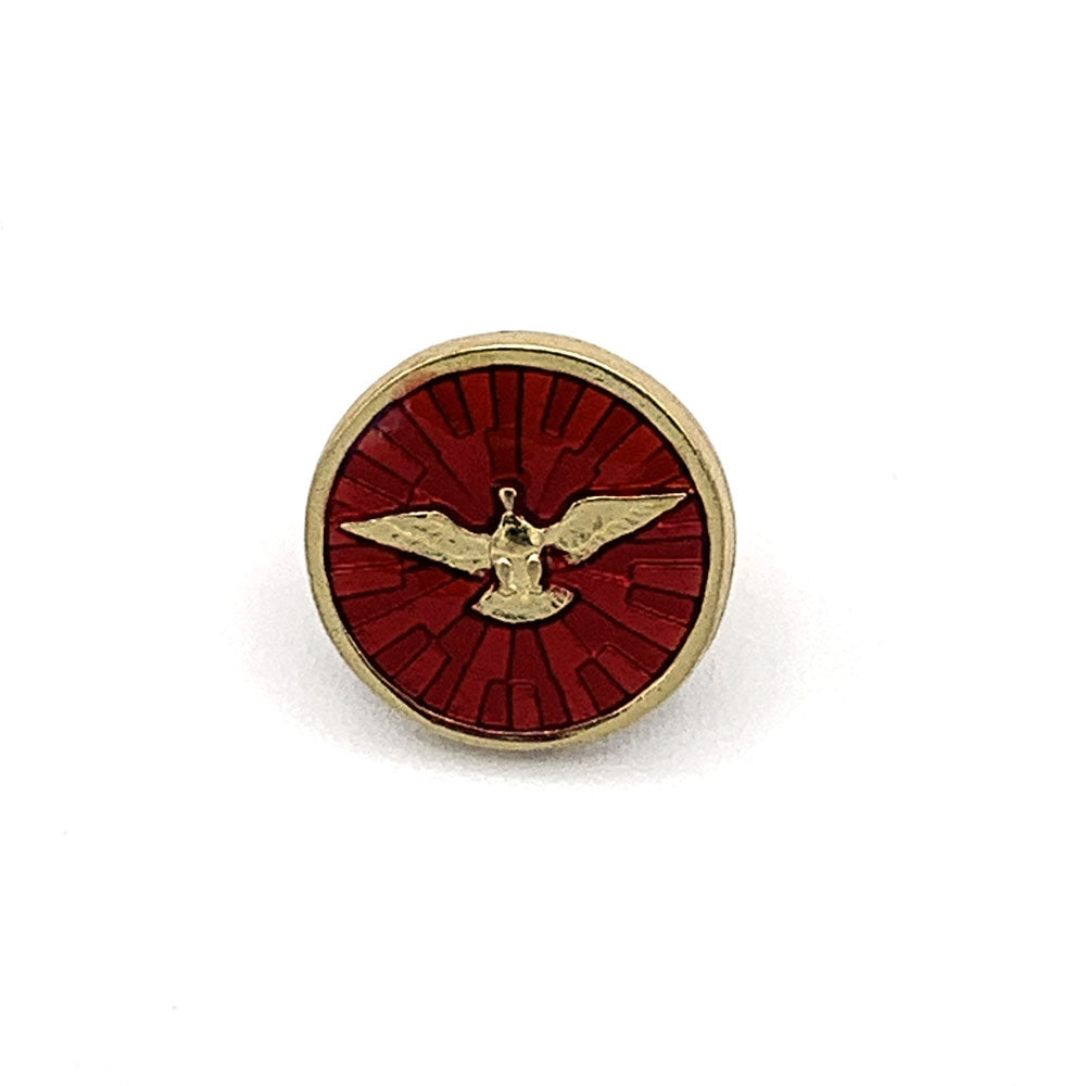 Holy Spirit Gold Tone Round Lapel Pin
