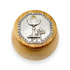 First Communion Octagonal Image Chalice and Wheat Silver and Gold Plated Rosary Box