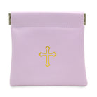 Squeeze Top Rosary Pouch Violet Faux Leather