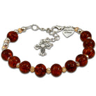 Murano Glass Bracelet, Silver Tone Cross and Brown Beads