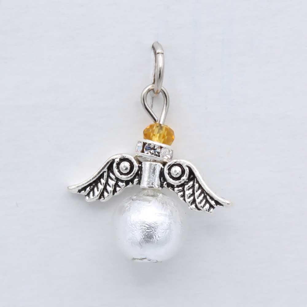 White Murano Glass Guardian Angel Pendant