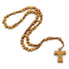 Olive Wood Rosary Beads Catholic Tau Cross