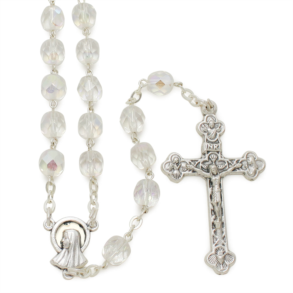 Rosary Our Lady of Lourdes Clear Crystal Beads
