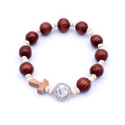 Padre Pio Elastic Braclelet Wooden Beads