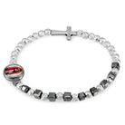 Hematite Beads Rosary Bracelet Guadalupe Medal