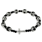 Black Glass Beads Filigree Rosary Bracelet