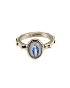 Our Lady of Grace Silver Catholic Rosary Ring