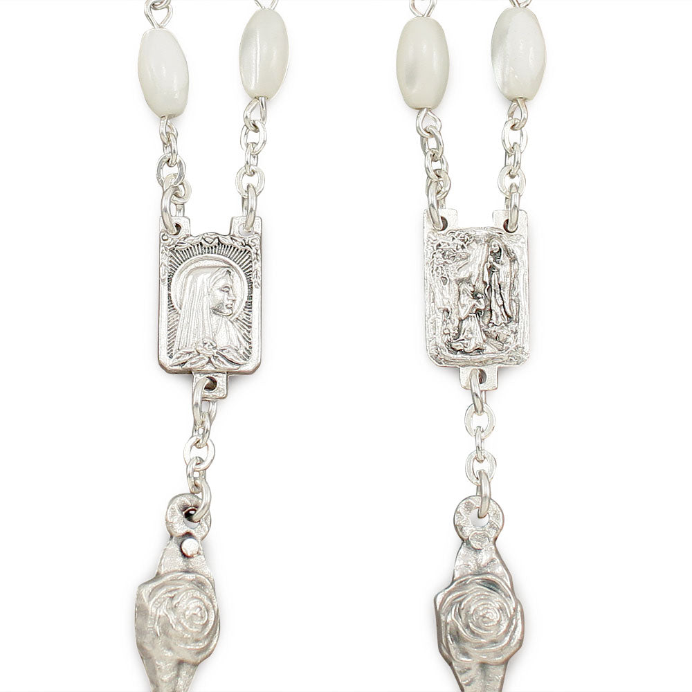 Mother of Pearl Beads Catholic Rosary Our Lady of Lourdes 