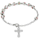 White Beads with Sterling Silver Rosary Catholic Bracelet