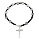 Silver Rosebud Beads Rosary Bracelet 